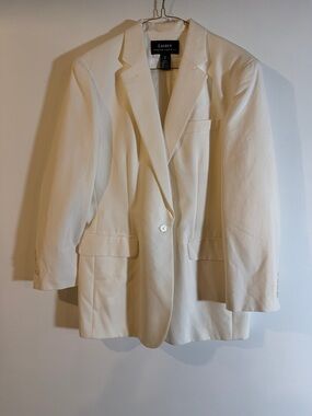 Lauren Ralph Lauren Ivory Single-Button Notched Lapel Blazer